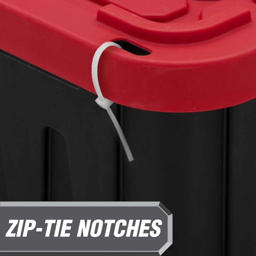 27 Gallon Heavy-Duty Plastic Storage Bin, Black and Red, Pack of 4
