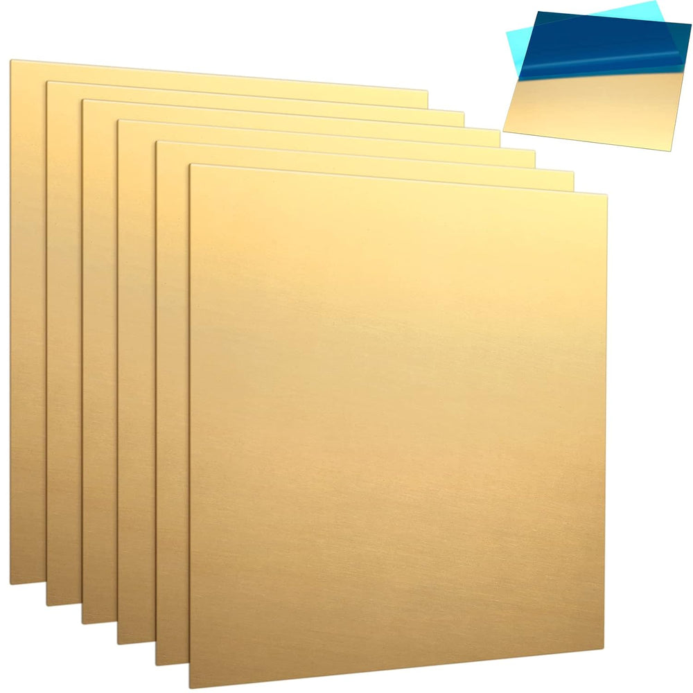 Nuogo 6 Pcs Brass Sheet 6 x 6 Inch 20 Gauge Thickness, 0.8mm