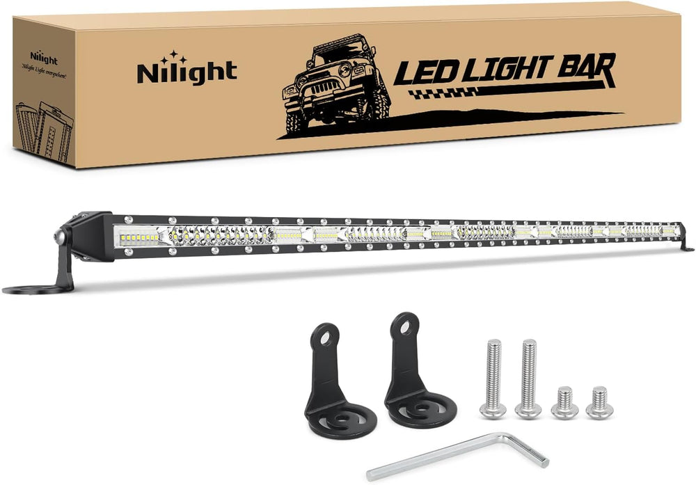 Nilight Slim LED Light Bar 50 Inch 130LED Single Row Spot Flood Combo Fog Lig...