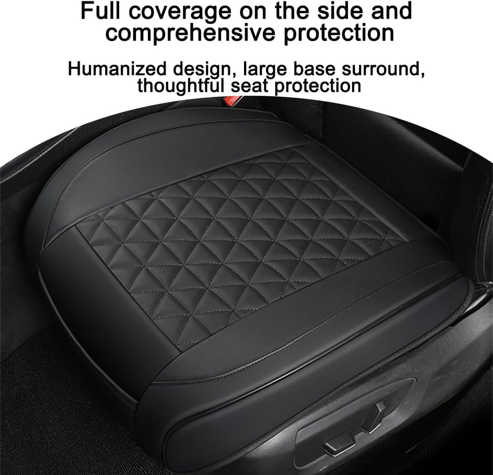 2PCS Leather Car Seat Cover, Front Bottom Seat Protector Pad, Black