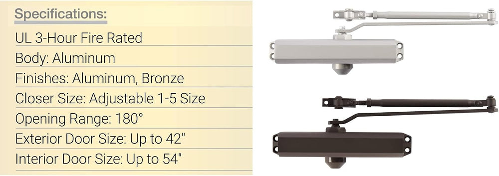 Brinks Commercial Aluminum Steel Hydraulic Door Closer Grade 1