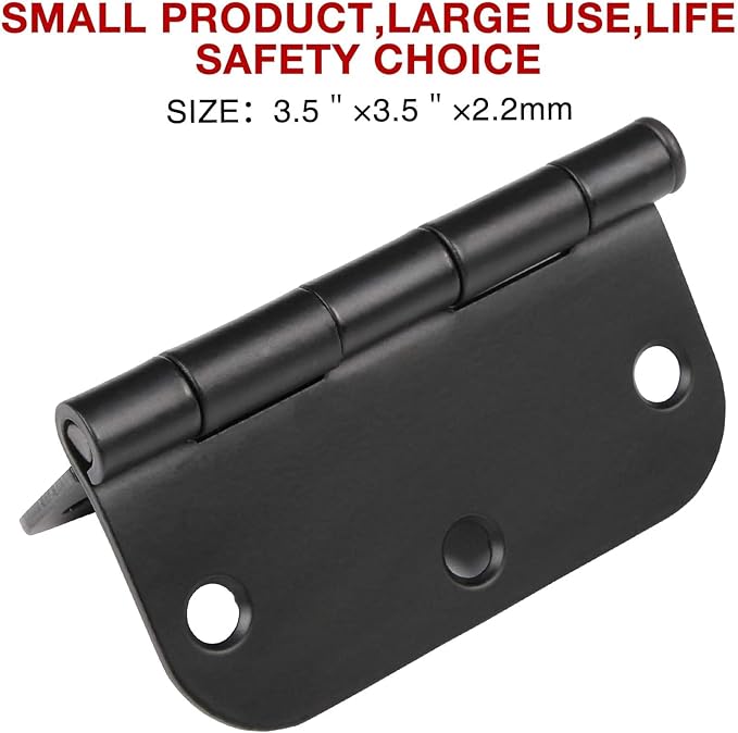 TDCHINGES 30 Pack Rounded Matte Black Door Hinges 3.5 Inch 5/8" Radius I...