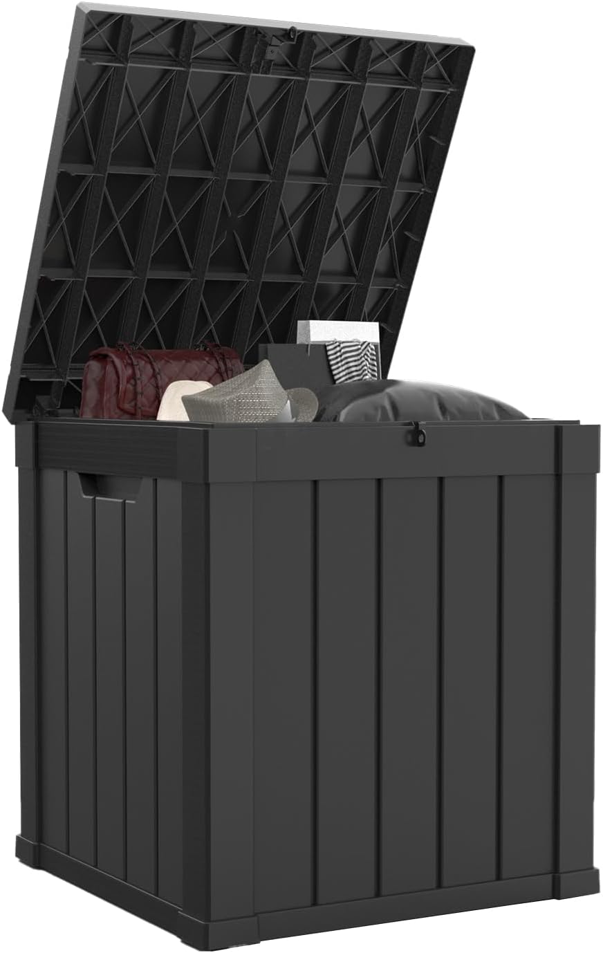 50 Gallon Waterproof Outdoor Resin Deck Box, Lockable Storage Container for P...