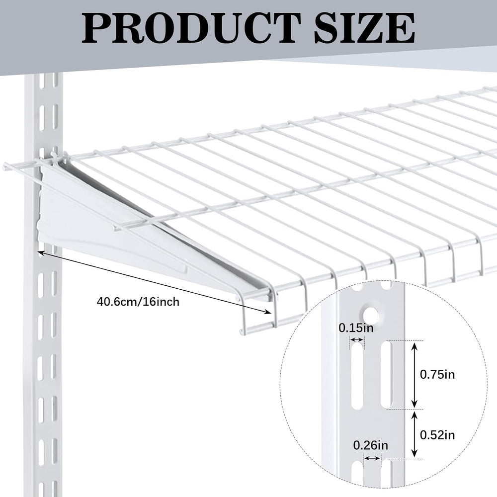 Wonderjune 12 Pcs Adjustable Locking Shelf Bracket 16 Inch Shelf Brackets Hea...