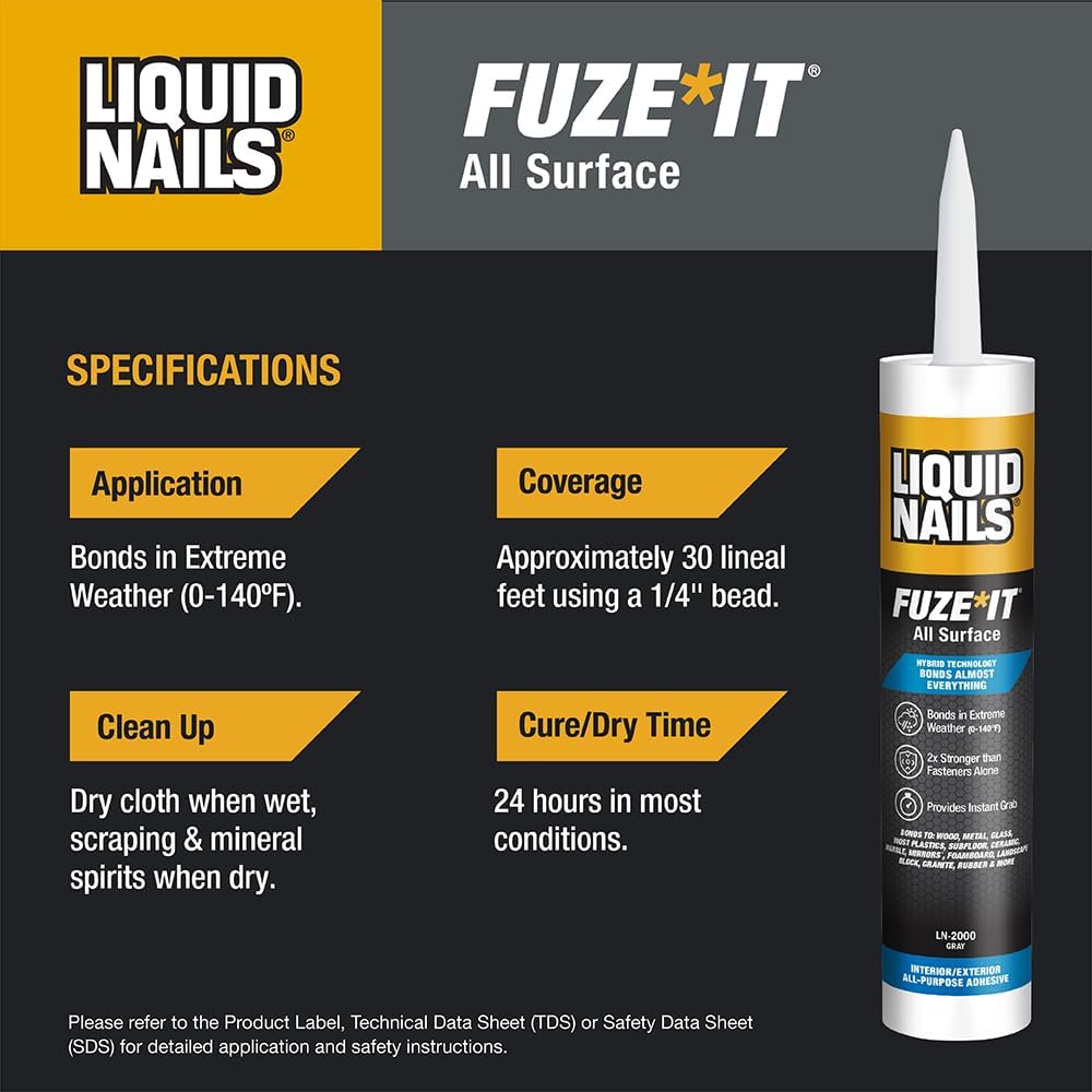 Liquid Nails 56198673380 LN-2000 FuzeIt All Surface Construction Adhesive (9-...