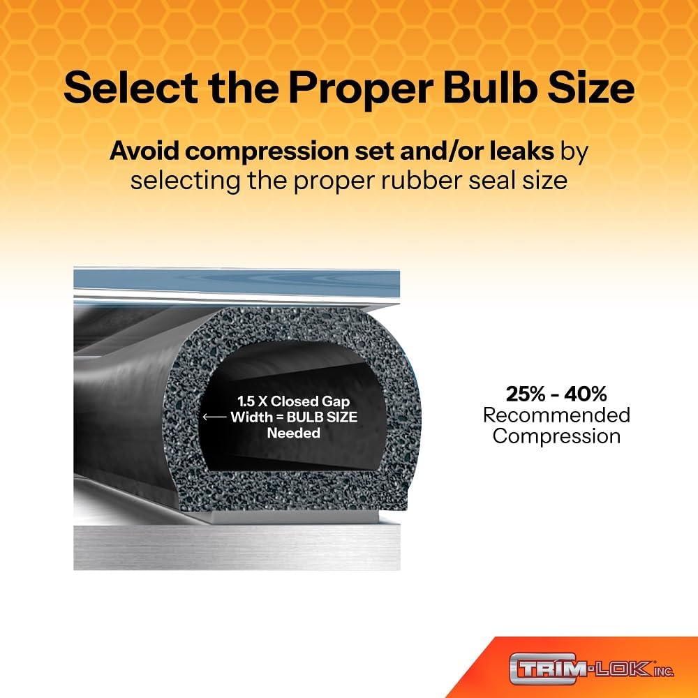TRIM-LOK D-Shaped Rubber Seal with High Tack Tape, 0.215-Inch Height, 0.375-I...