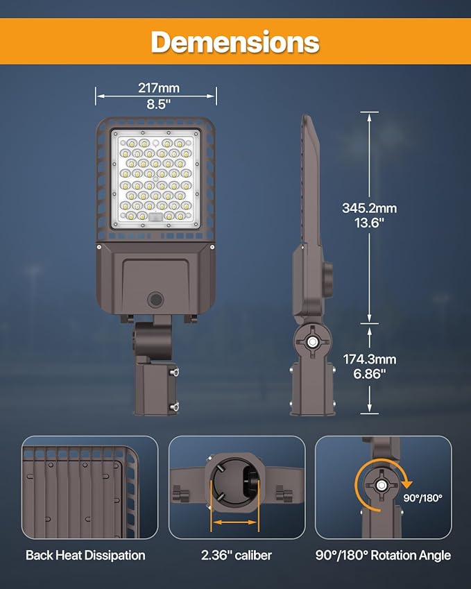 LED Parking Lot Lights 150W Slip Fitter Mount Outdoor Street Pole Light