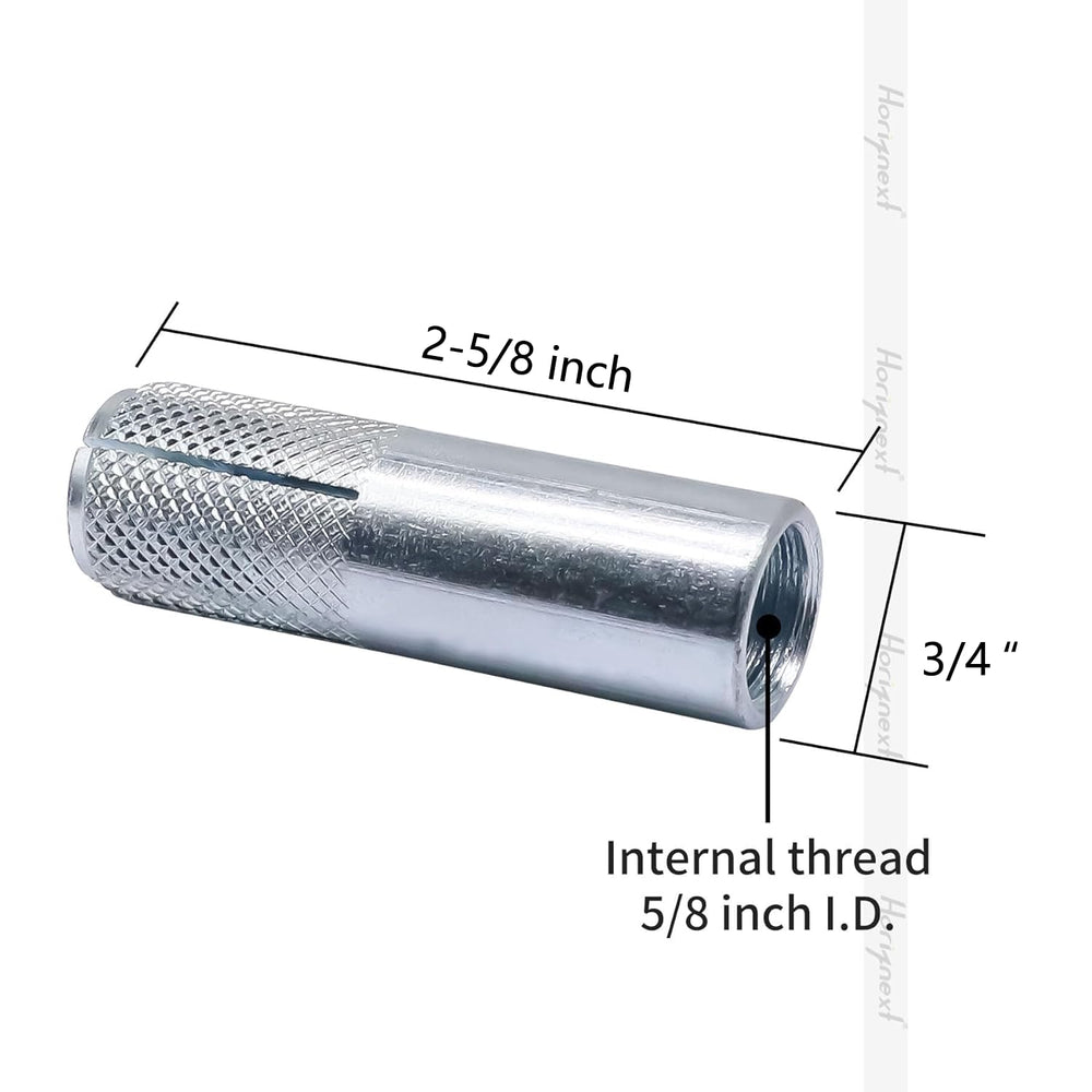 5/8" x 2-5/8" Drop-in Anchors for Concrete,Zinc-Plated, 25 Pcs