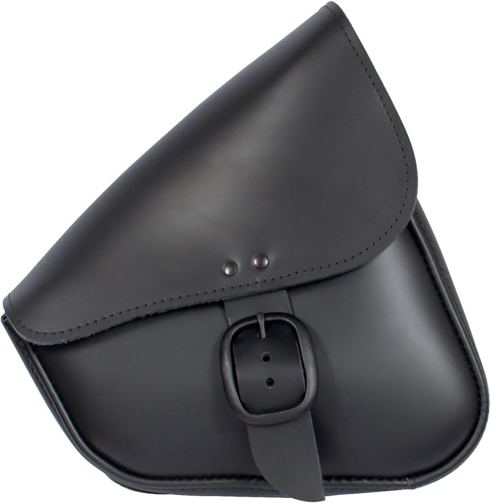 Black Leather Motorcycle Swingarm Bag For Sportsters/Dual Shock Models - Matt...