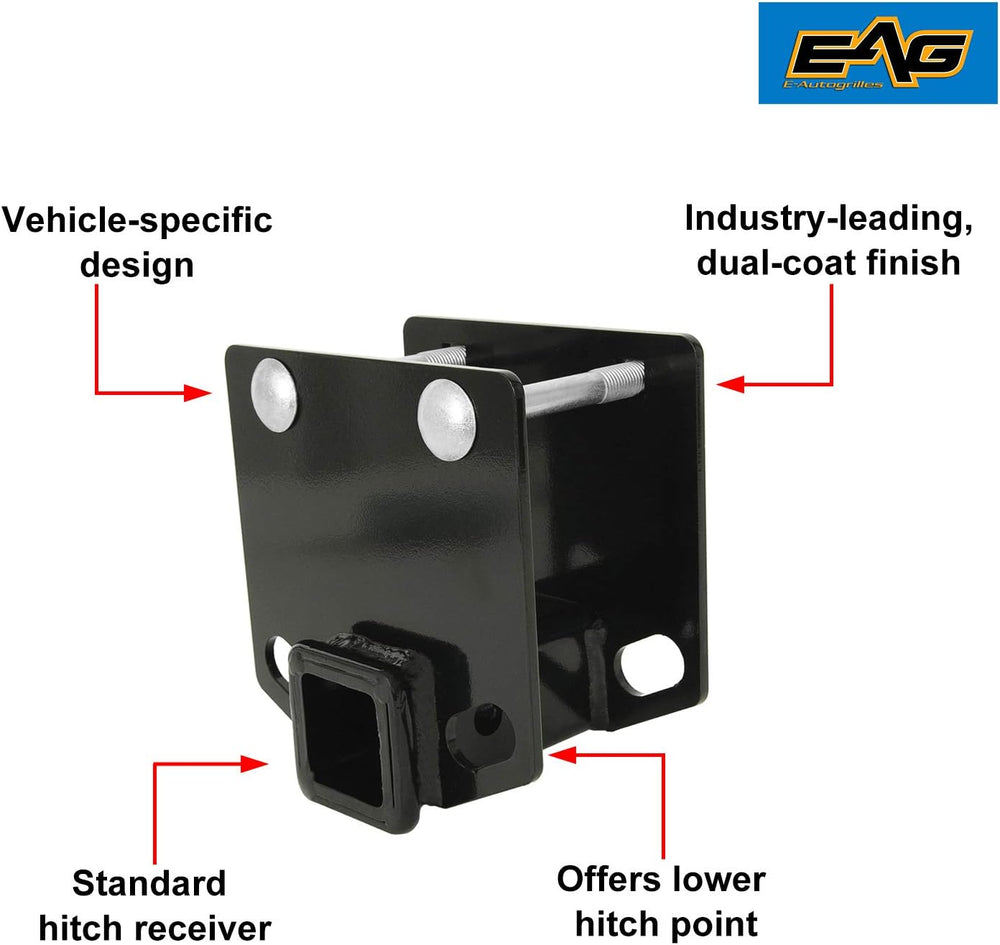 EAG RV Bumper Hitch 2 inches Receiver Adapter for 4 x 4 inches Square Bumper ...