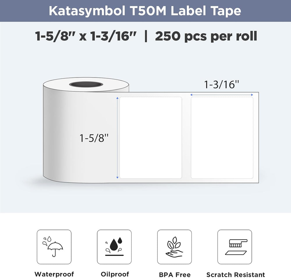 SUPVAN T50M Series Genuine Label Tape, 1-1/2" x 1-1/8", 20 Rolls, W...
