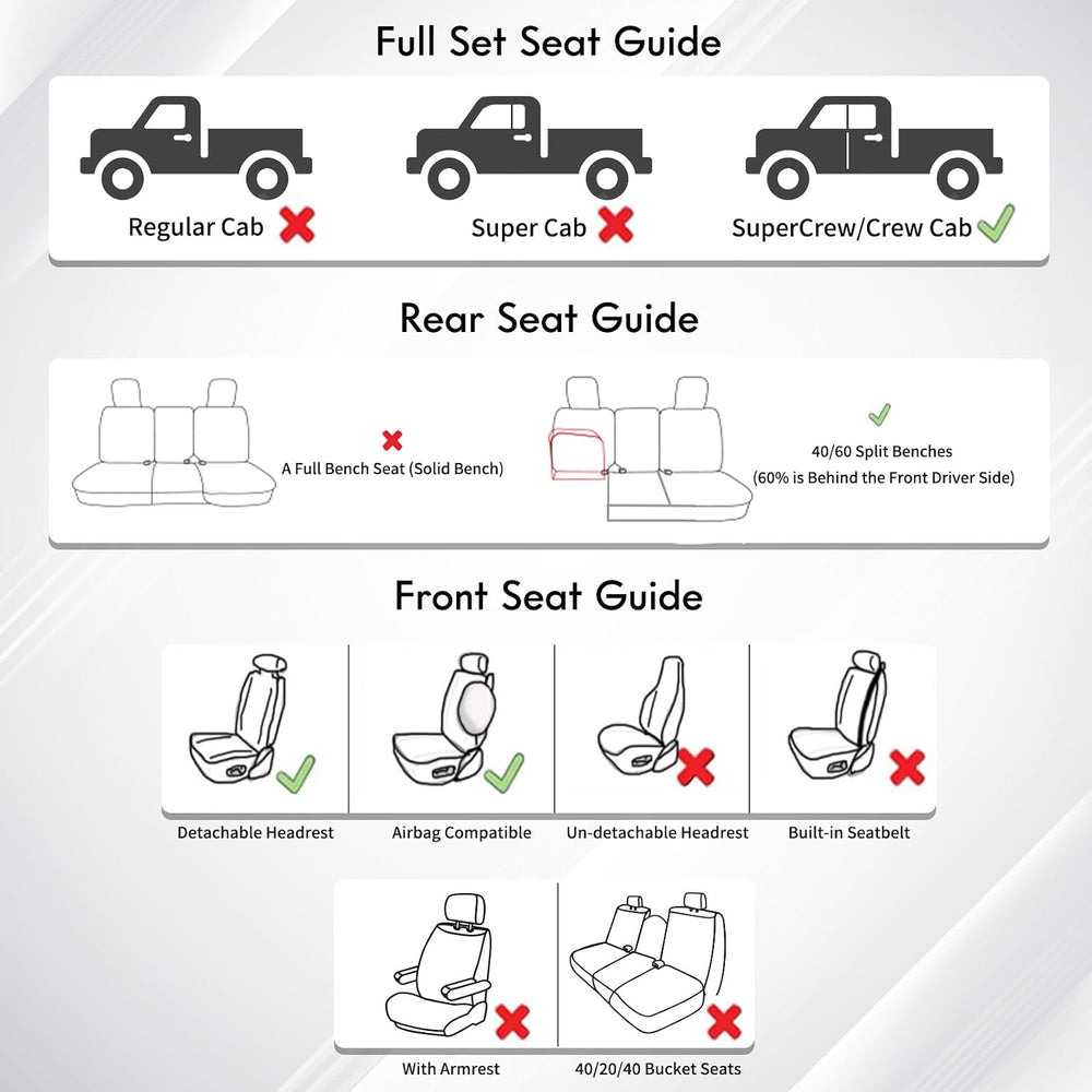 Huidasource Ford Seat Covers, Leather Pickup Seat Cushion Cover Fit for 2015-...