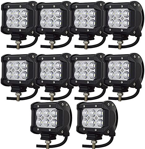AUXTINGS 10 Piece 4 inch 18W Spot LED Work Light Bar Driving Lamp for Jeep Of...