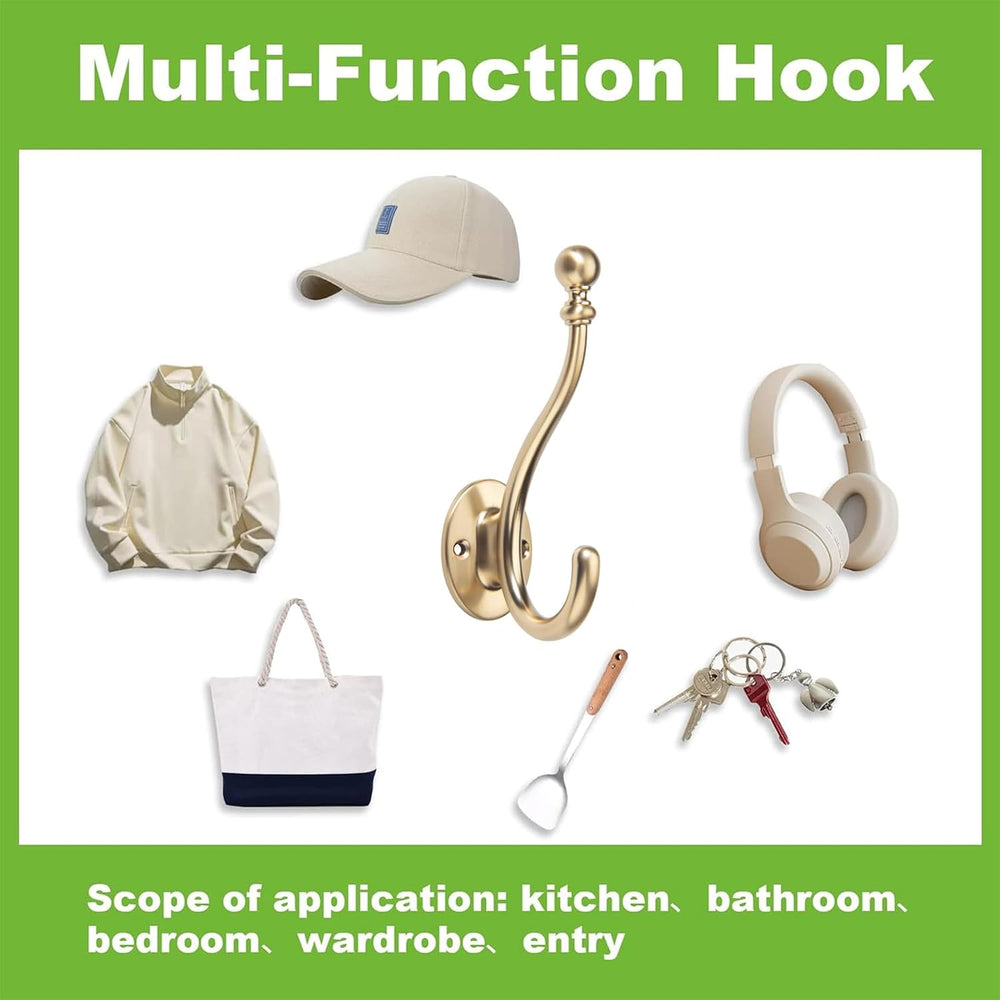 TUNNY Towel Hooks Bathroom - 5 Pack Champagne Bronze Coat Hook Robe Hooks Dec...