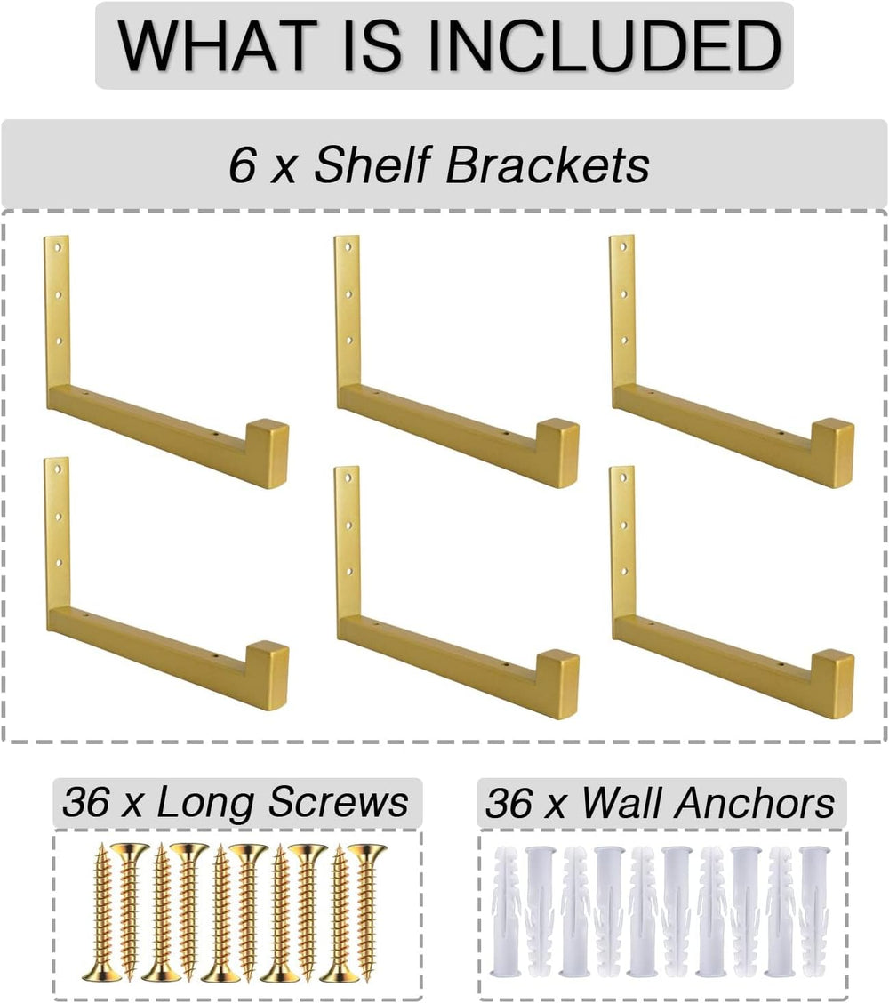 OVOV 6 Pack Heavy Duty Shelf Brackets Wall Mounted Industrial Farmhouse Float...