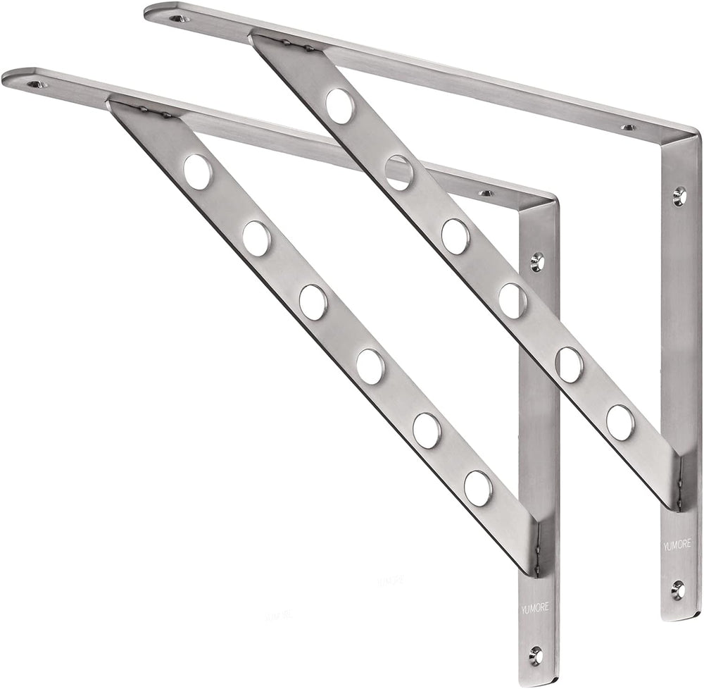 YUMORE 16 Inch Shelf Bracket, Heavy Duty L Bracket, 2 Pack