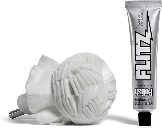 Flitz Buff Ball w/ 1.76oz Metal Polish Paste - 3in Drill Buffer Polisher