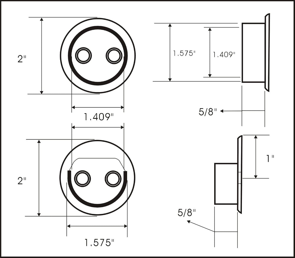 QCAA Heavy Duty Solid Metal Closet Rod Socket Set, 1-3/8'', Satin Nic...