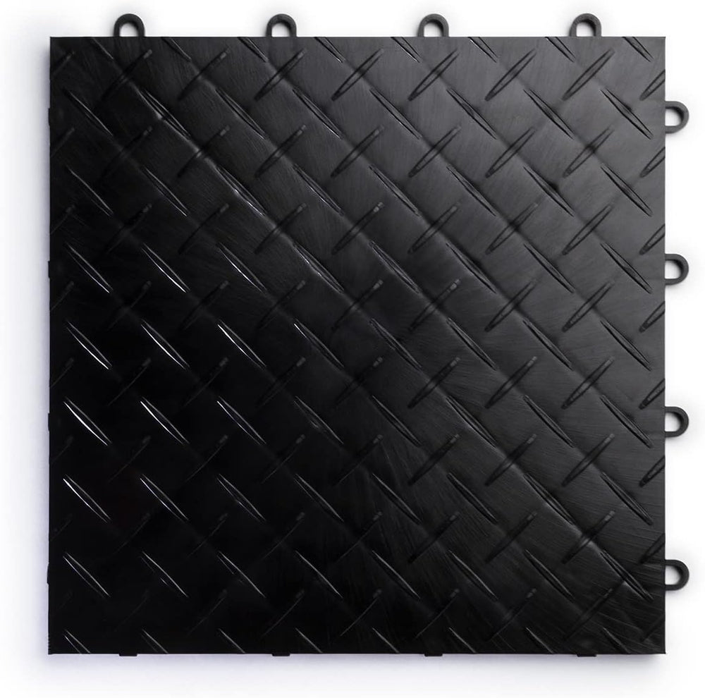 Big Floors RaceDeck Diamond Plate Design, Durable Interlocking Modular Garage...