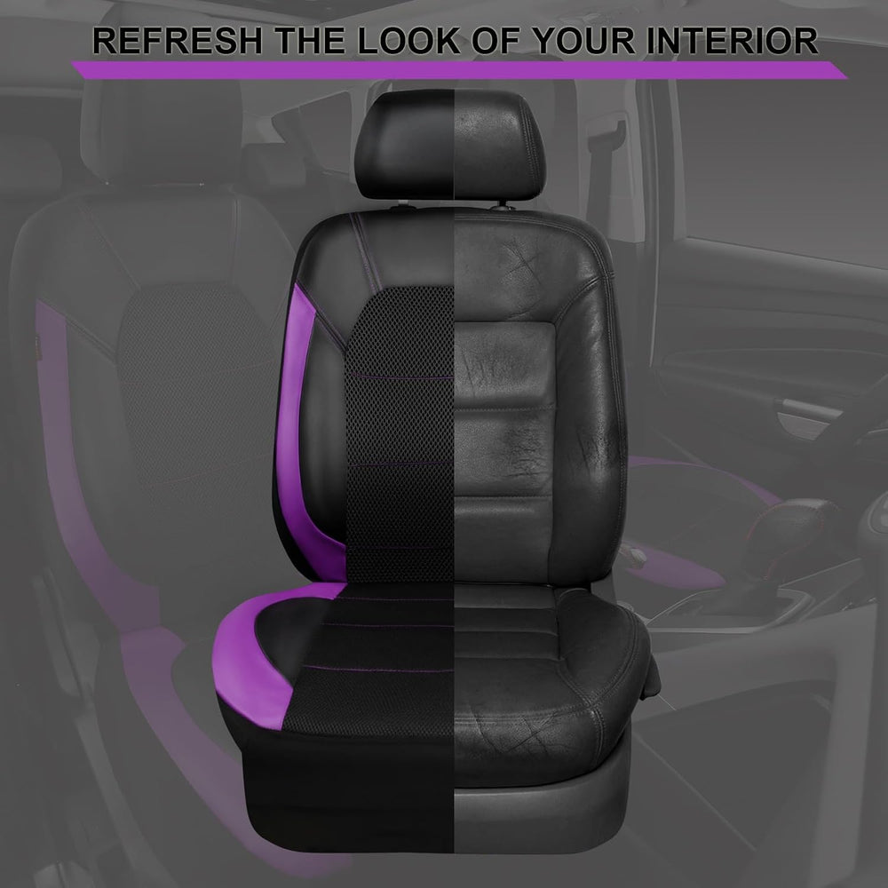 CAR PASS Leather Seat Covers, Breathable Universal Car Seat Cover Full Set fo...