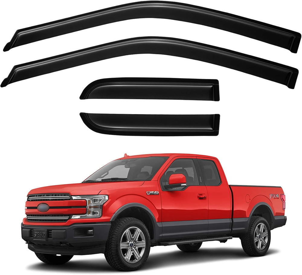 Window Visors Rain Guards for 2015-2024 Ford F150 SuperCab, Out-Channel Window