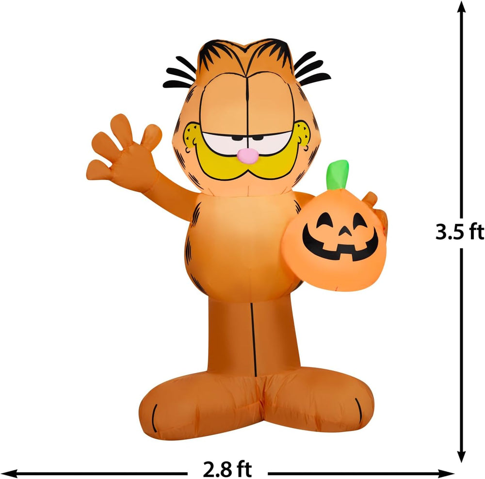 Gemmy Garfield Halloween Inflatable, 3.5 Ft Tall Lighted Yard Decoration with...