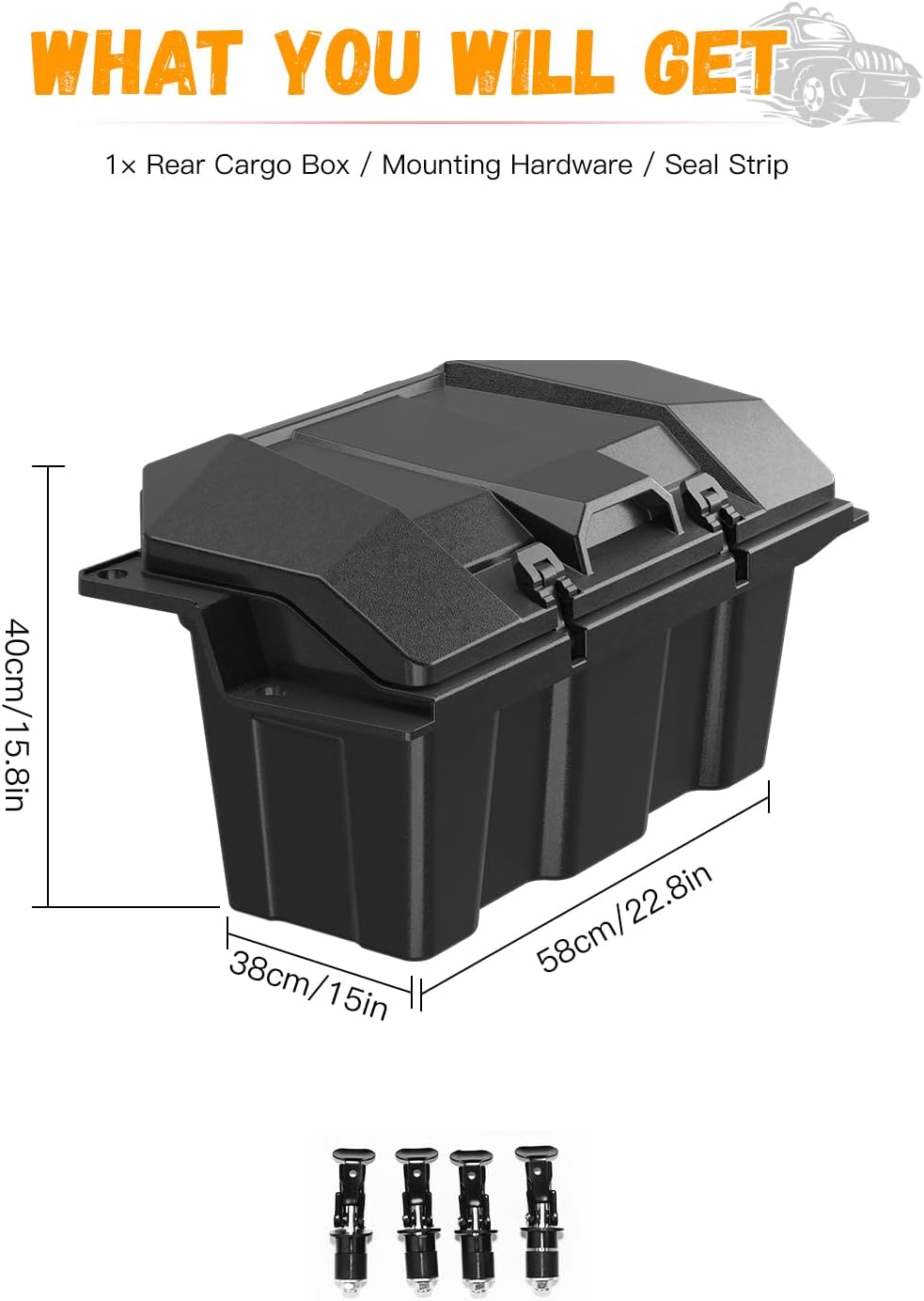 UTV 73QT Rear Cargo Storage Box for Polaris RZR XP 1000 XP4 1000 | Waterproof...
