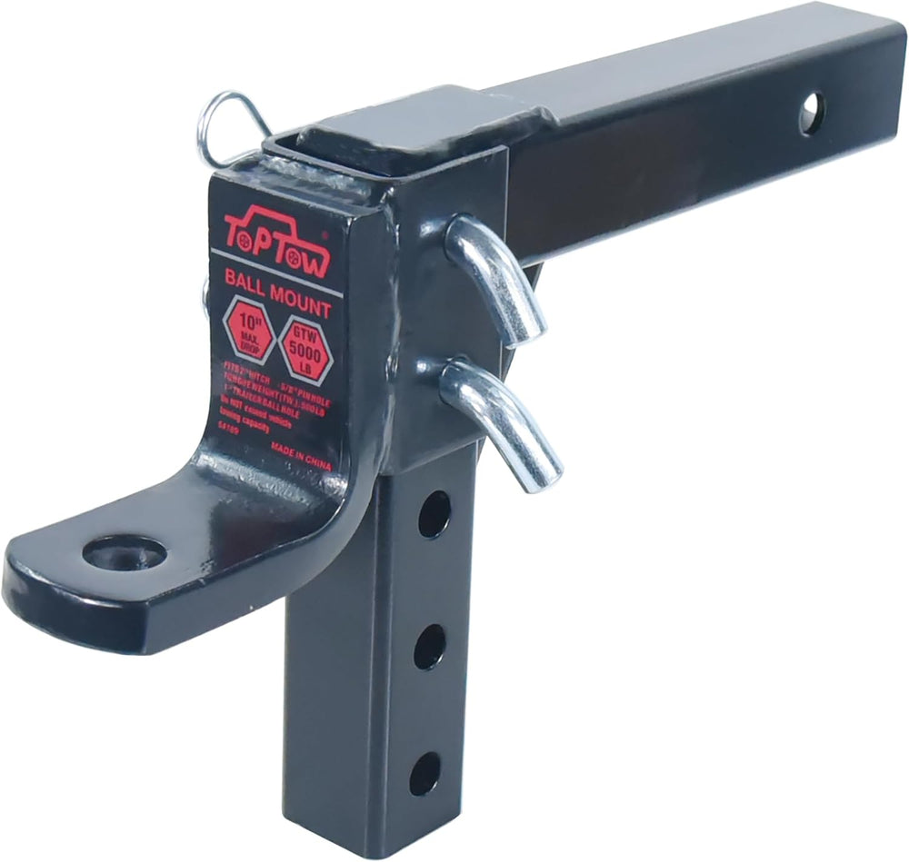 TOPTOW 64189 AdjustableTrailer Hitch Ball Mount with 5/8 inch Hitch Pin, 10 i...