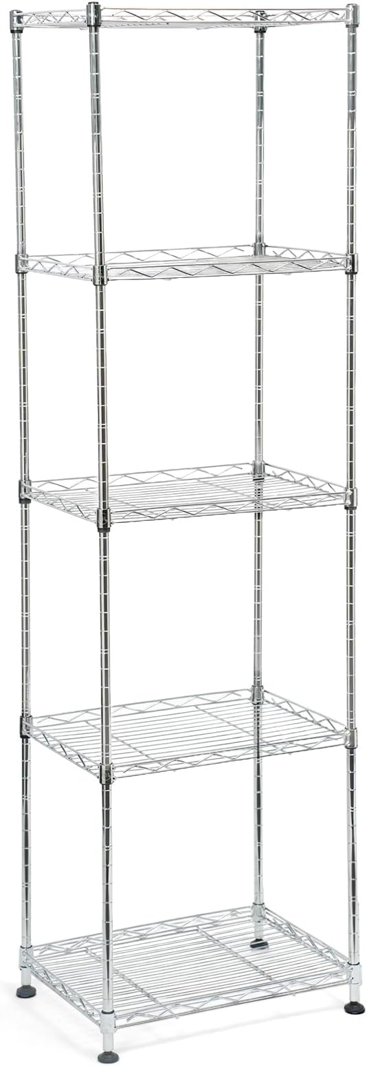 Chrome Small 5 Tiers Wire Shelving NSF Certified. Adjustable Storage Rack