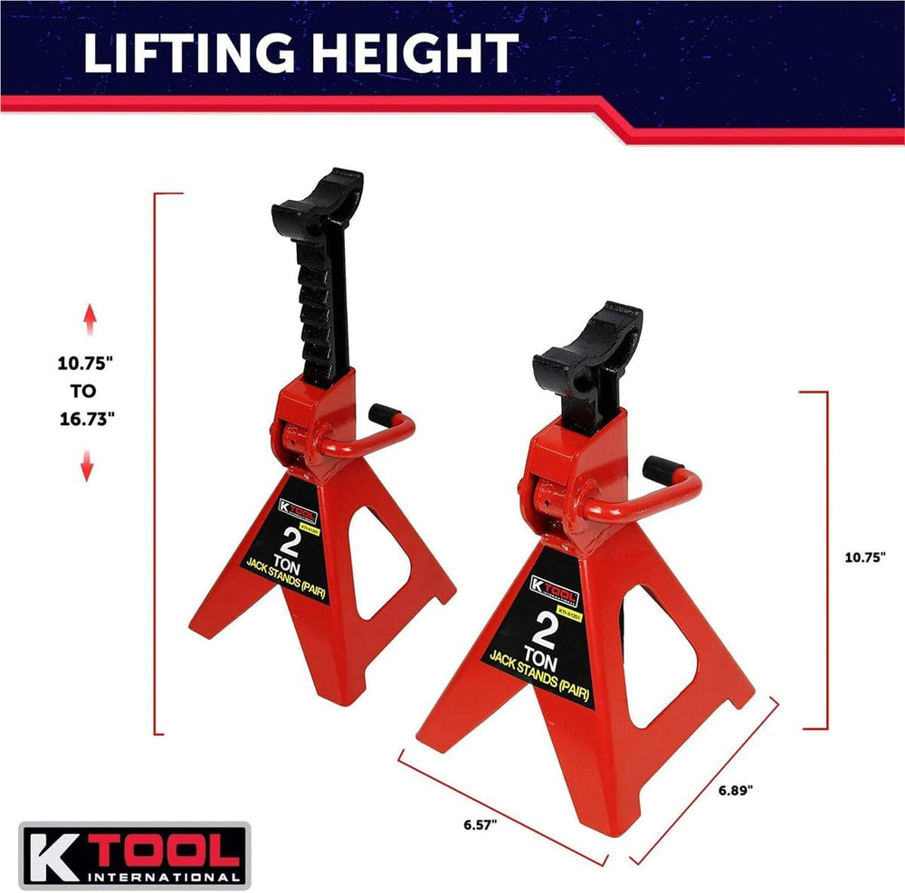 K Tool International 61201 2 Ton Automotive Jack Stands for Garages, Repair S...