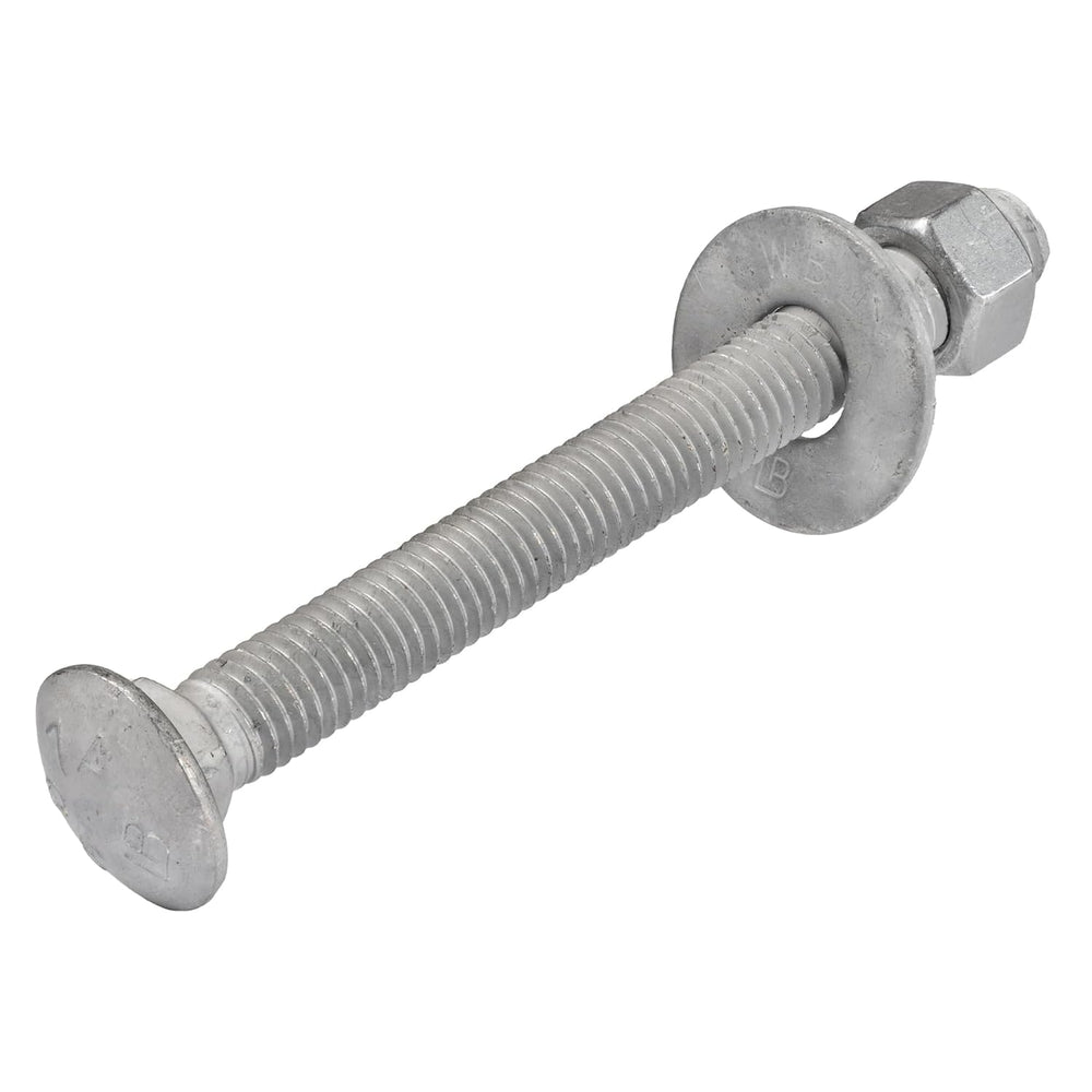 3/8" x 5" (50 Pack) Galvanized Carriage Bolt Kit, Grade 307A, Hot D...