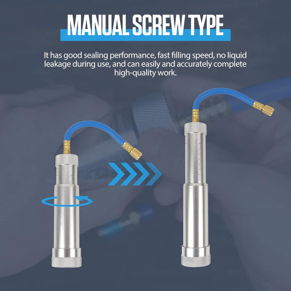 AC Oil Dye Injector Tool with Scale, R134A Compressor Oil Injector Kit