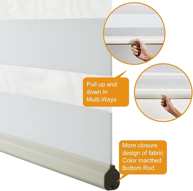 Persilux Cordless Zebra Roller Window Shades Free-Stop Roller Blinds Light