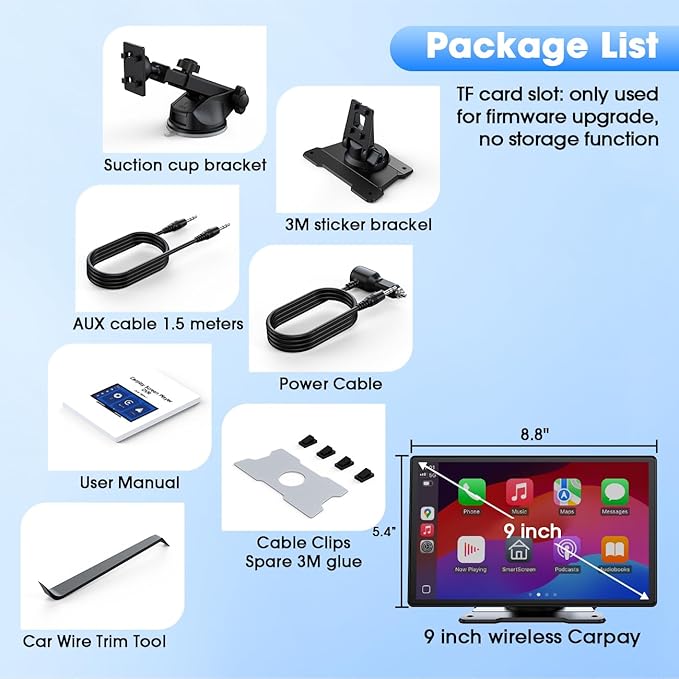 Carplay Screen for Car, Mirror Link, Voice Control, Hands-Free Calling