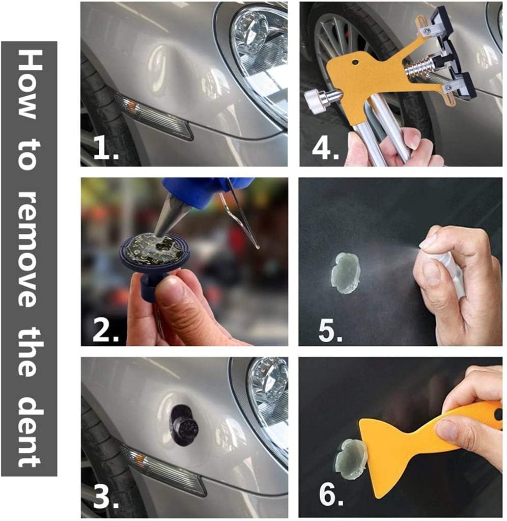 GLISTON 45pcs Paintless Dent Repair Tool Dent Puller Kit, Adjustable Width, P...