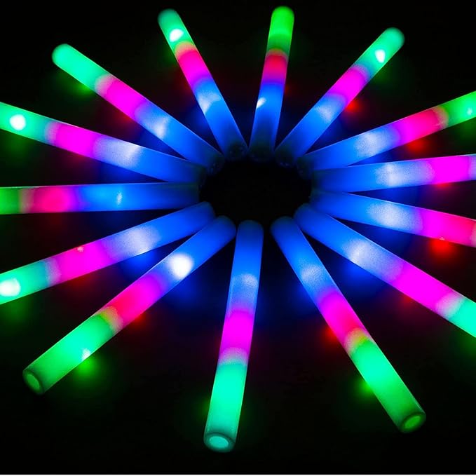28PCS LED Foam Halloween Glow Sticks, Foam Light up Sticks Bulk Party Pack wi...