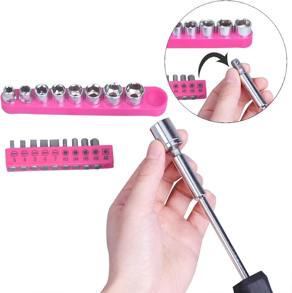 CARTMAN 148-Piece Automotive And Household Tool Set, Pink Repair Kit Case