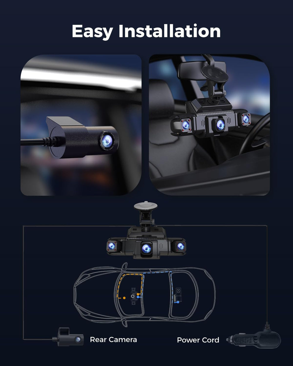 360 View 4 Channel Dash Cam Front and Rear Left Right Inside Camera for Cars,...
