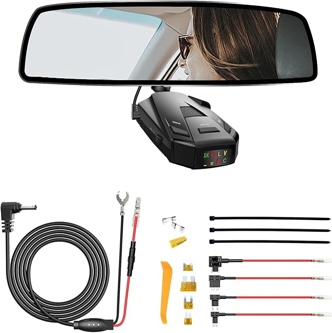 Radar Detector Rearview Mirror Rod Mounting Bracket and Radar Direct Power Cord