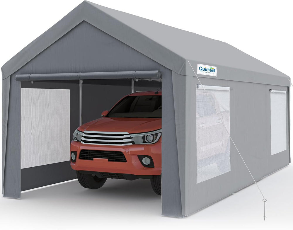 Quictent 10x20 ft Heavy Duty Carport, Reinforced Galvanized Outdoor Garage Ca...