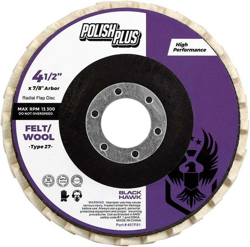 BHA 4-1/2 Polish Plus Felt Flap Disc for Polishing and Buffing - 5 Pack