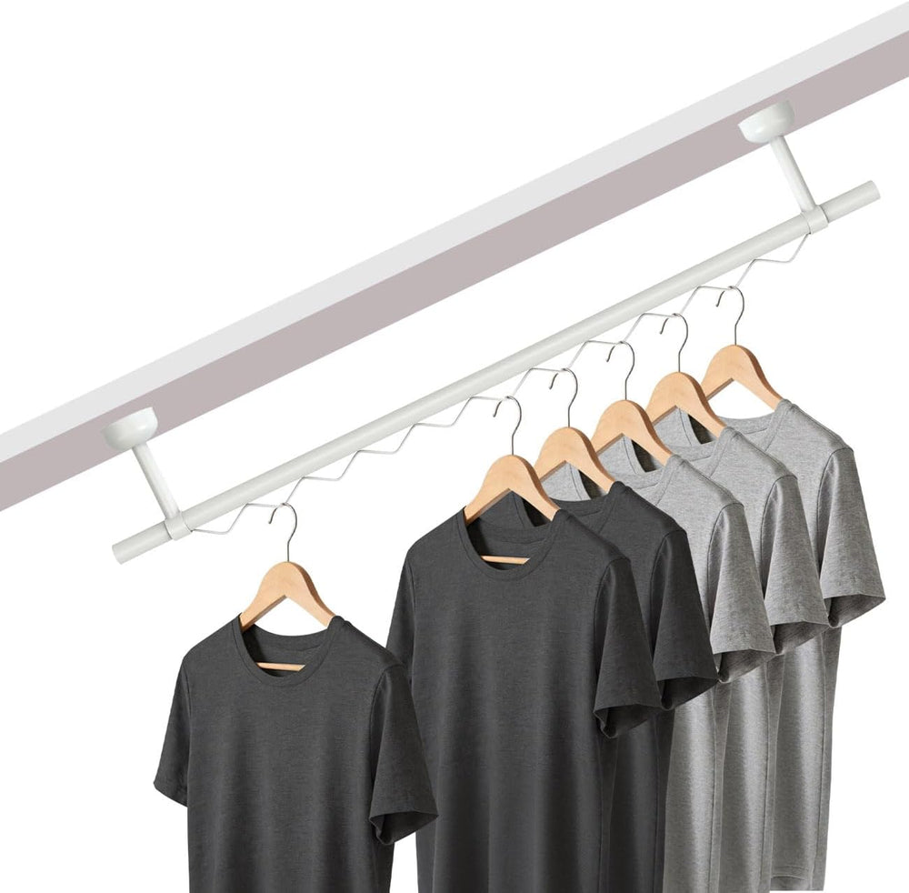 White Closet Rail Hanging for Wall Mount, Any-Angle Ceiling Mount Rod