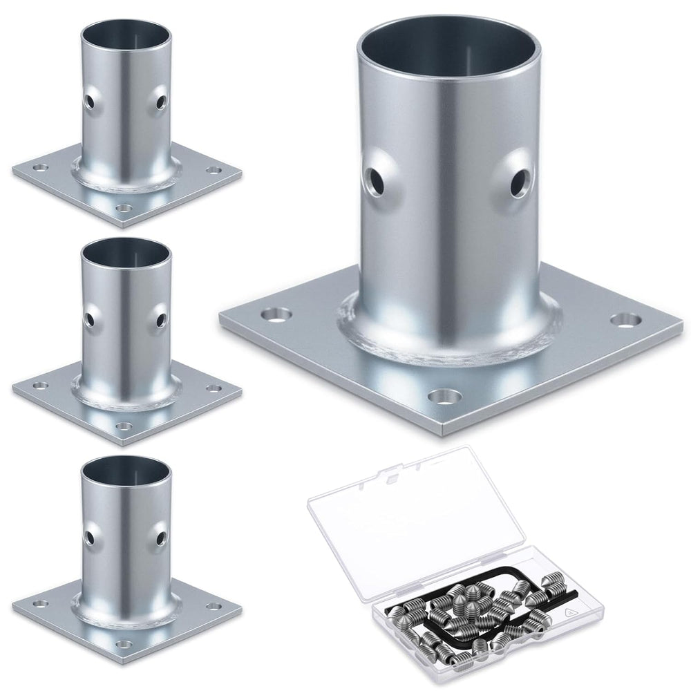 Blulu 4 Pack Galvanized Steel Flange Oblong Base for 1-5/8 OD Tubing