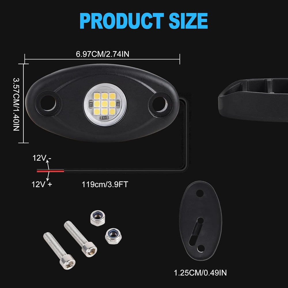 24 Pods White Led Rock Lights,Automotive General Under Body Neon Glow Led Pur...