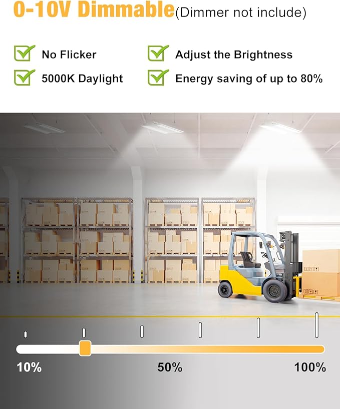 LED Linear High Bay Light, 130W 19500LM High Bay LED Shop Lights, 0-10V