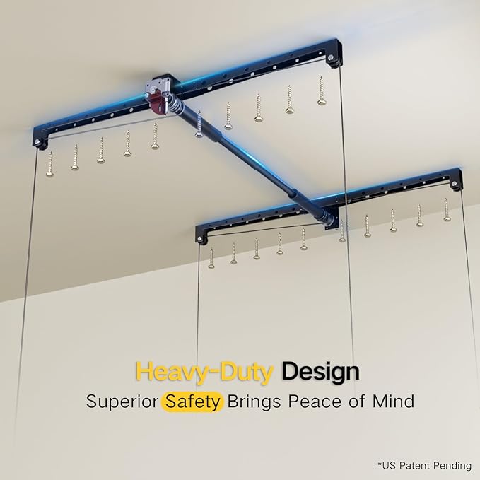 Overhead Garage Storage Rack, 4x4 Ft Adjustable Garage Ceiling Storage Lift