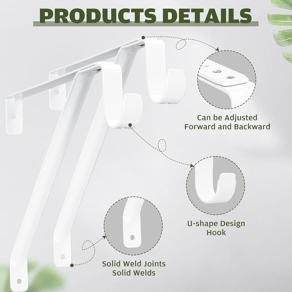 Gisafai 8 Pack Heavy Duty Closet Rod Brackets for Clothes Storage Hanger