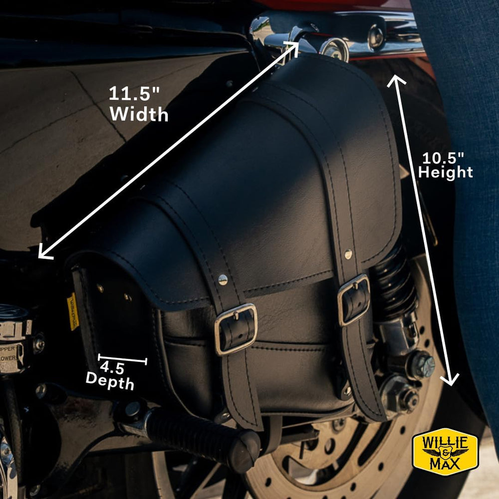 Willie & Max Black Synthetic Leather Motorcycle Swingarm Bag for Sportste...