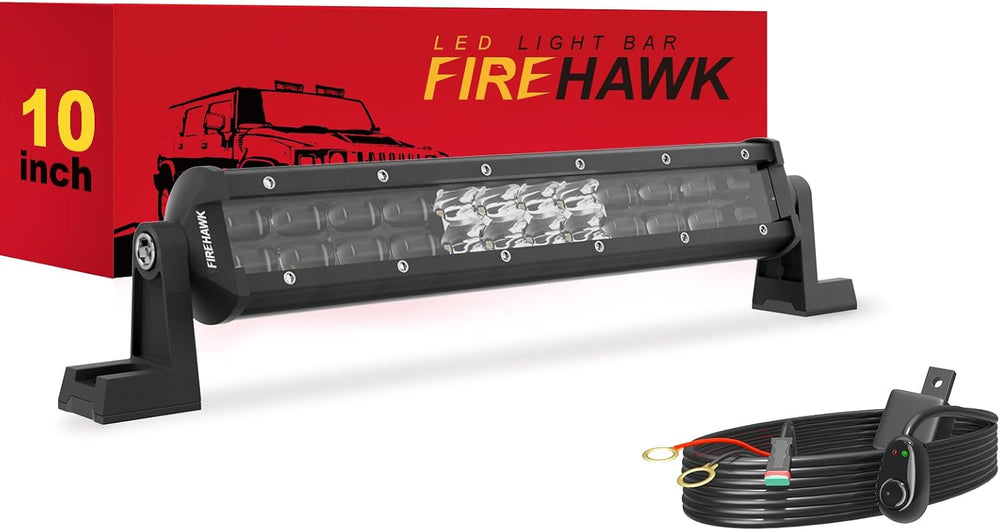 Firehawk LED Light Bar 10 Inch 35,000LM, 2026 New Japanese L-A-B Chips, Spot ...