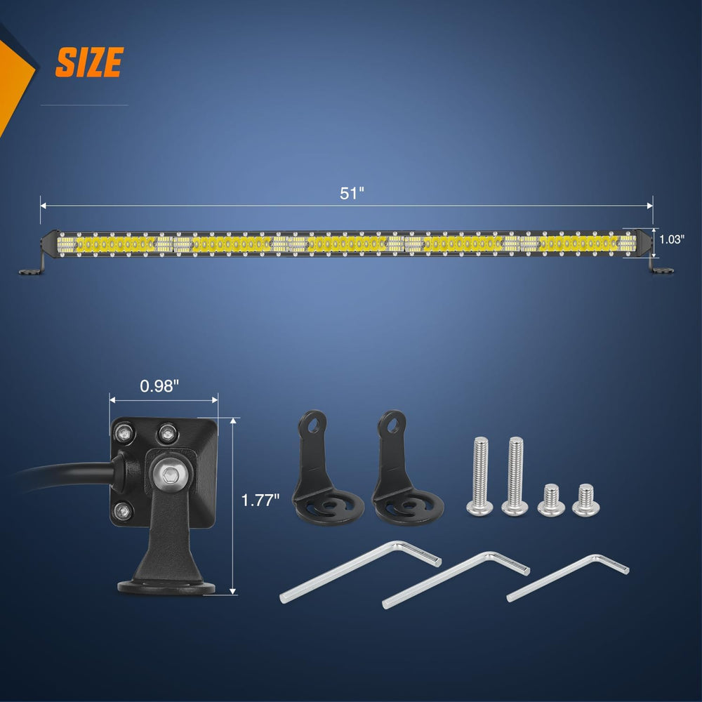 Nilight Slim LED Light Bar 50 Inch 130LED Single Row Spot Flood Combo Fog Lig...